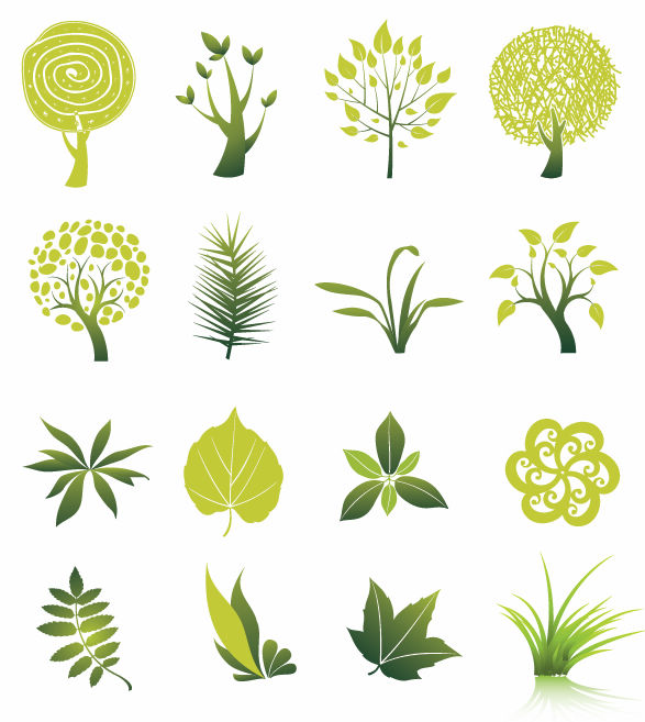 free vector Tree and Leaf Vector Set